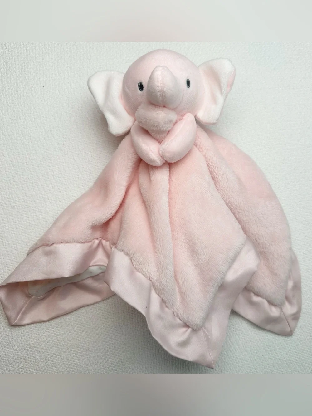 Carter's Just One You Pink Elephant satin trim Lovey Blanket